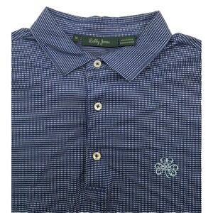 Erin Hills Bobby Jones Cotton Blue Men's Golf Polo Shirt - M